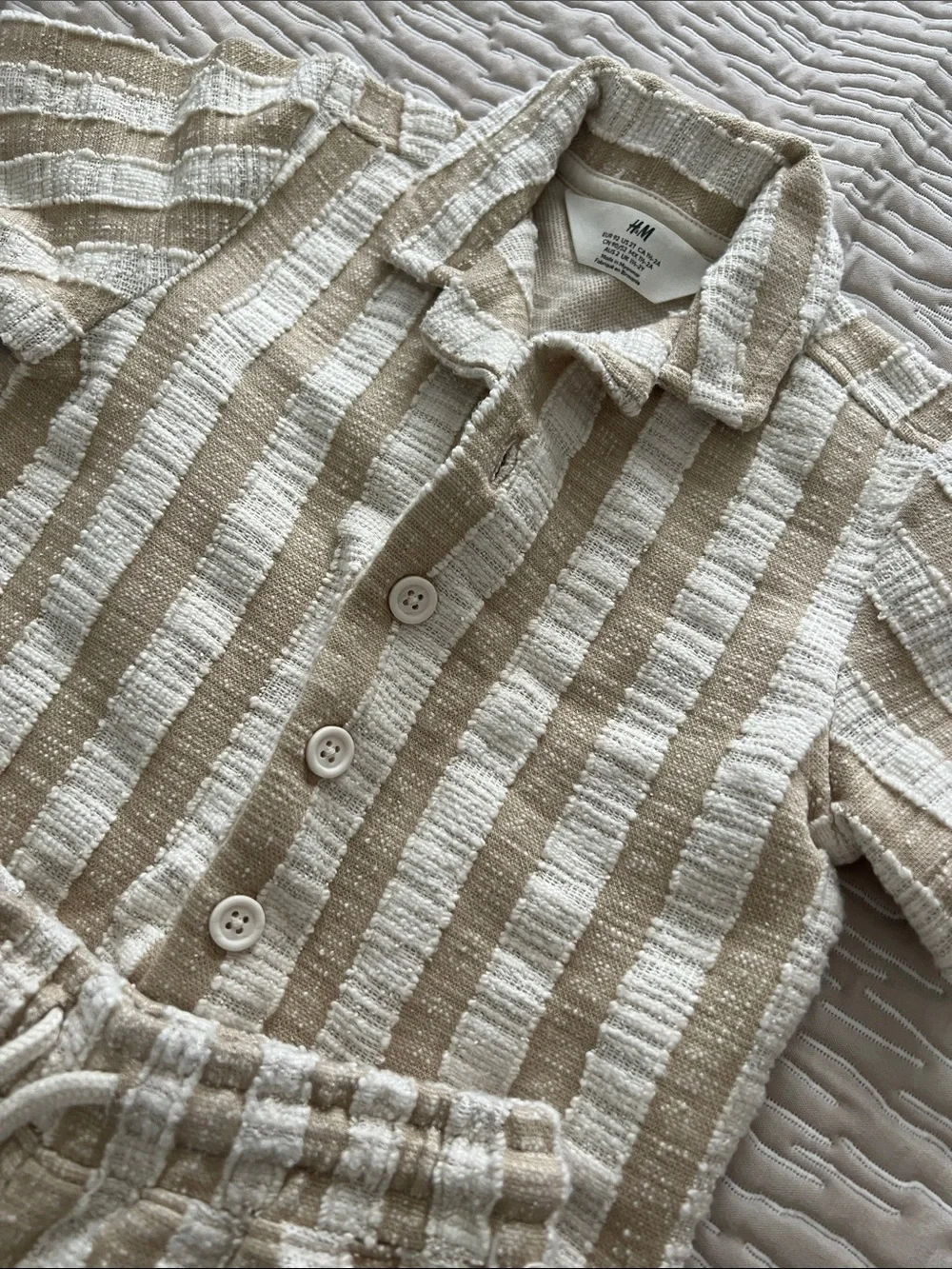 H&M Beige and White Striped Kids Set boys